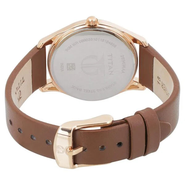Workwear Blue Dial Analog with Date Leather Strap watch for Women NS2596WL03