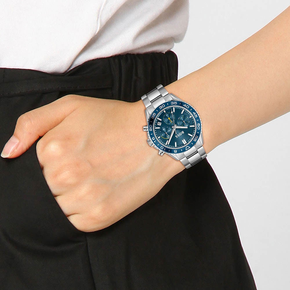 Runner 38 mm Blue Dial Stainless Steel Analogue Watch For Women 1502754