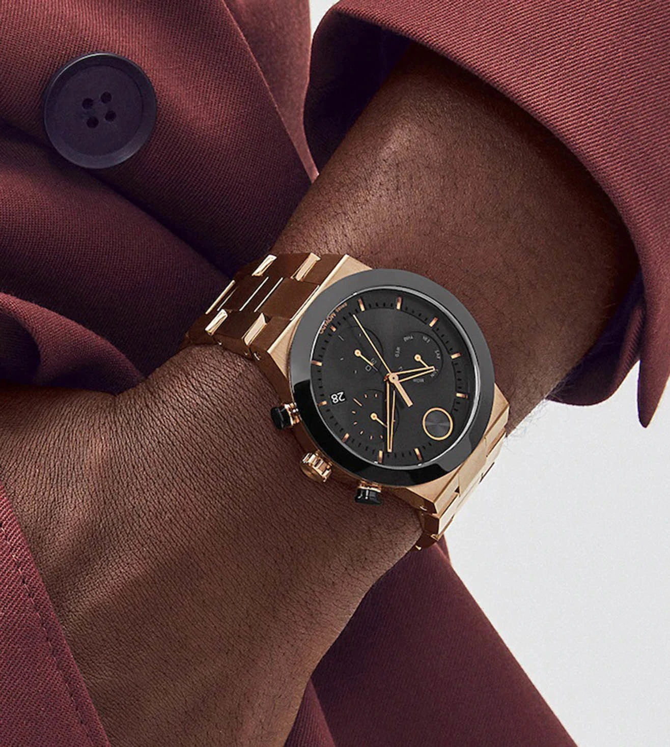 MOVADO Chronograph Black & Stainless Steel Men's Watch 3600898