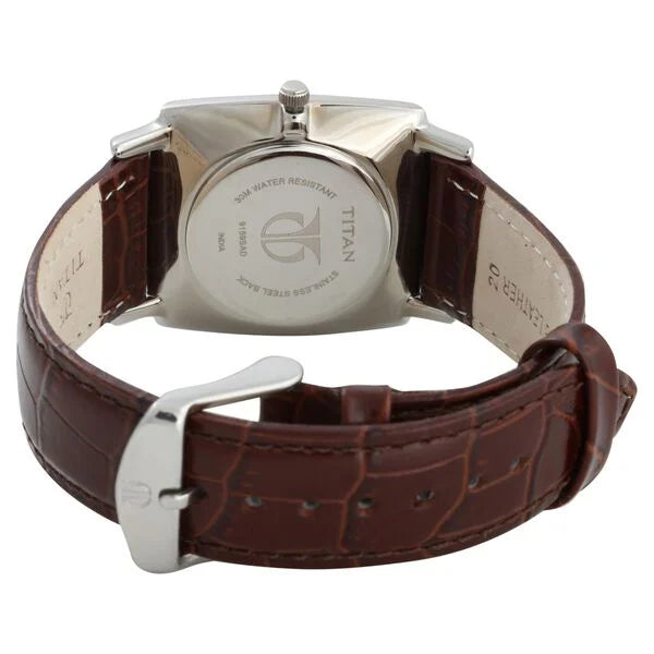 Analog Silver & Leather Men' NS9159SL01