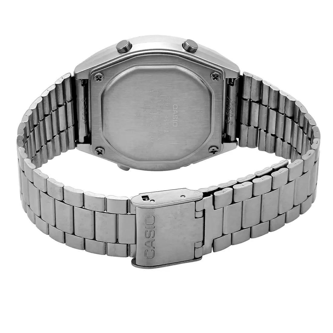 CASIO Digital Black & Stainless Steel Unisex Watch D129