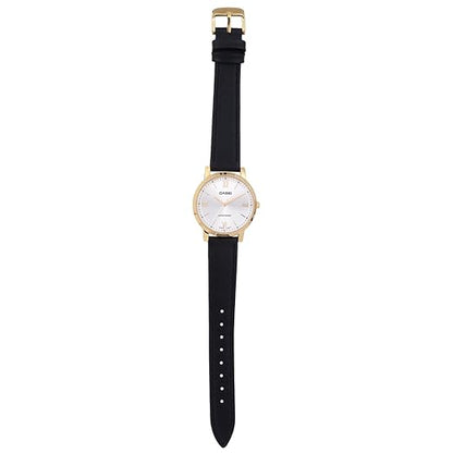 Casio Analog Silver & Leather Women's Watch A2161
