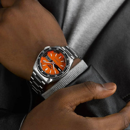 Seiko Analog Orange & Metal band Men's Watch SRPK11K1