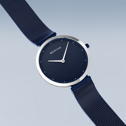 Bering Analog Blue & Milanese Women's Watch 18132 397