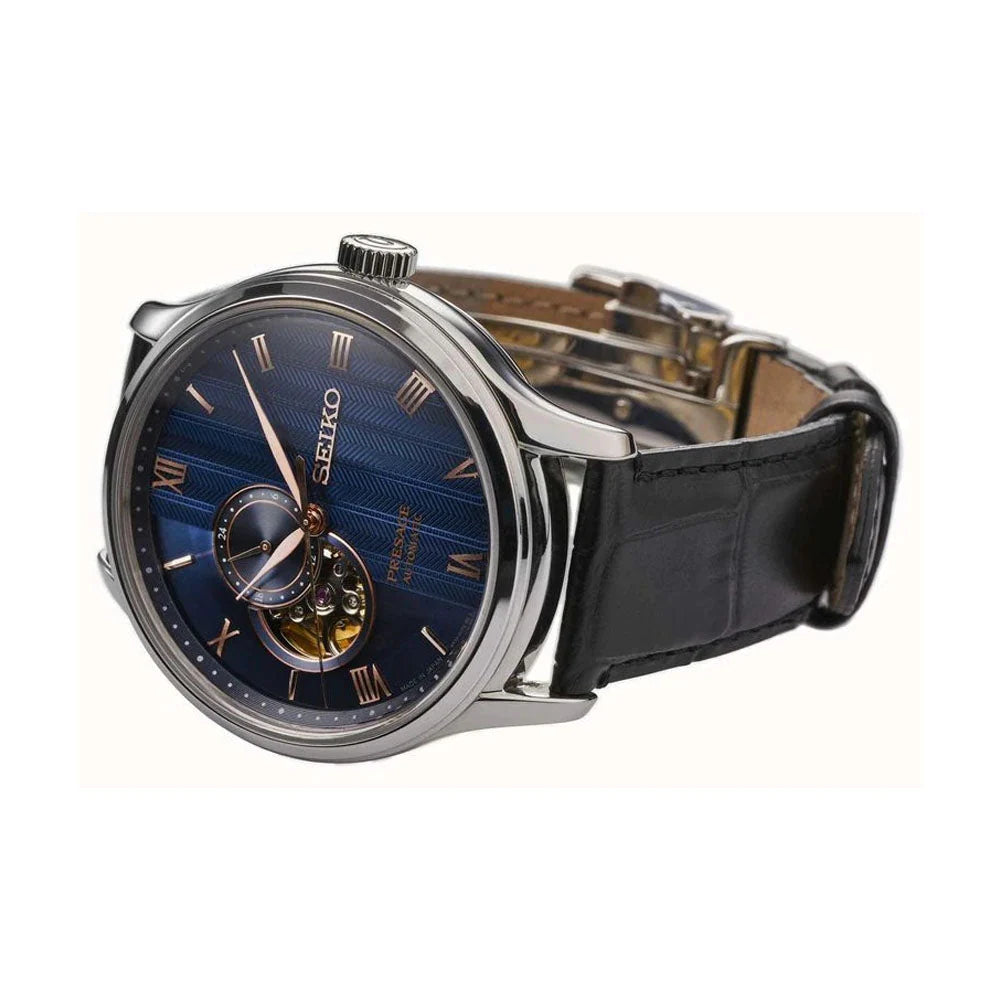 Seiko Analog Blue & Leather Men's Watch SSA421J1