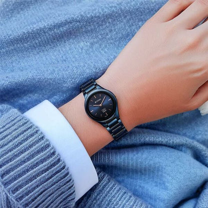 Edge Ceramic Slim Ceramic Strap Atlantic Blue Dial Analog Watch for Women