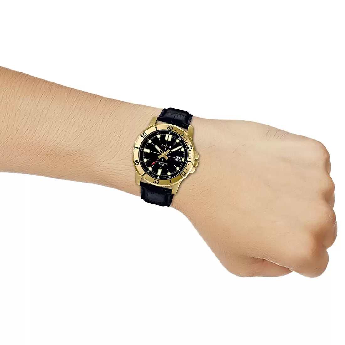 Casio Analog Black & Leather Men's Watch A1369