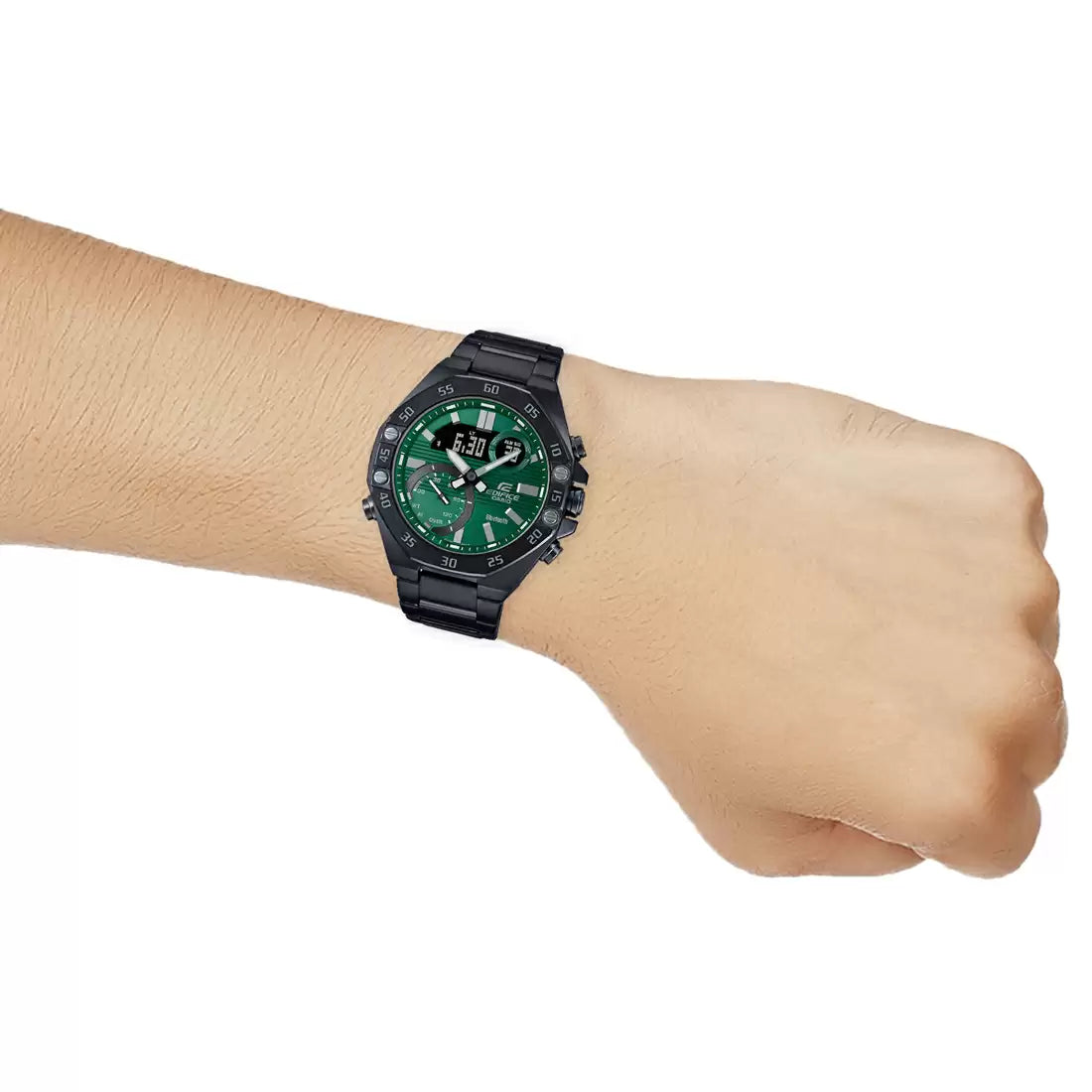 CASIO Analog-Digital Green & Stainless Steel Men's Watch ED526