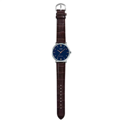 Casio Analog Blue & Leather Men's Watch A1616