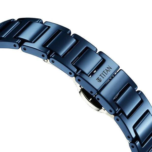 Edge Ceramic Slim Ceramic Strap Atlantic Blue Dial Analog Watch for Women