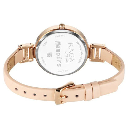 Raga Memoirs Quartz Analog Pink Dial With Pink Color Leather Strap Watch For Women