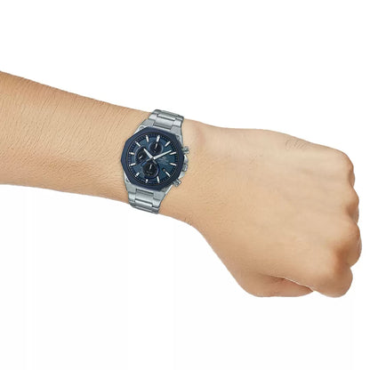 CASIO Chronograph Blue & Stainless Steel Men's Watch EX528