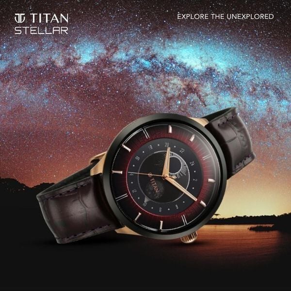Analog Purple & Leather Men's Watch 10028KL01