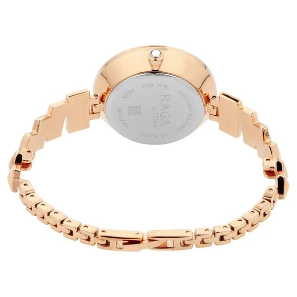 Raga Facets Rose Gold Dial Women Watch With Stainless Steel Strap