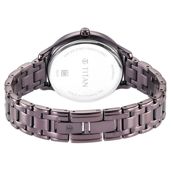 Glitz Purple Dial Analog Stainless Steel Strap Watch for Women