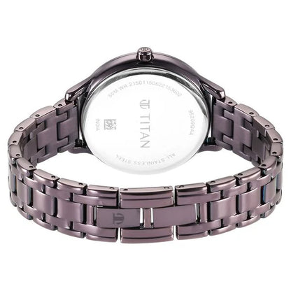 Glitz Purple Dial Analog Stainless Steel Strap Watch for Women