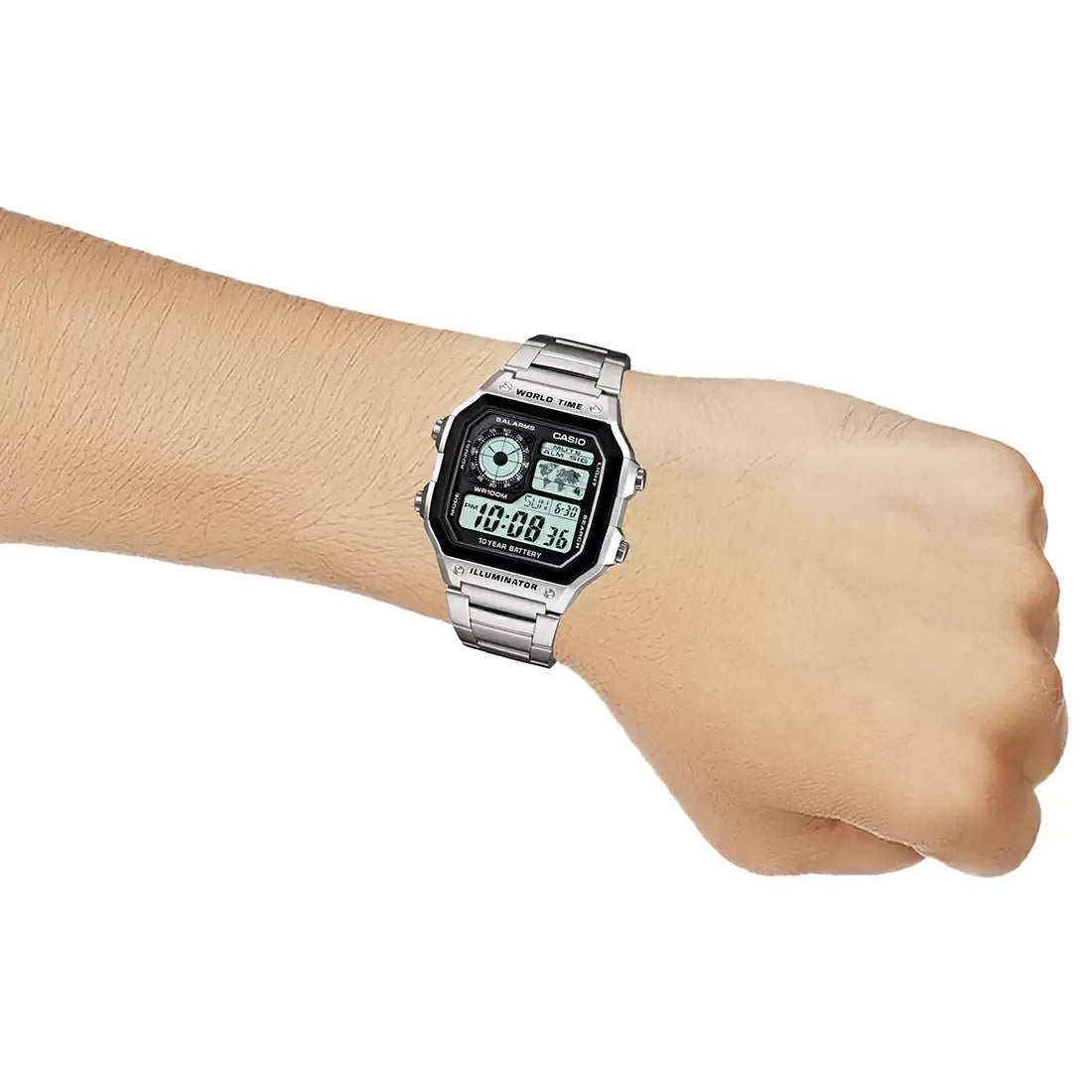 CASIO Digital Black & Stainless Steel Unisex Watch D099