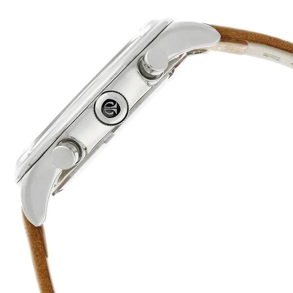 Quartz Multifunction Silver Dial Leather Strap Watch for Men