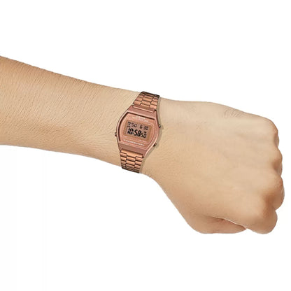 Casio Digital Rose Gold & Stainless Steel Unisex Watch D128