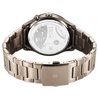 Stellar Quartz Multifunction Brown Dial Stainless Steel Strap Watch for Men
