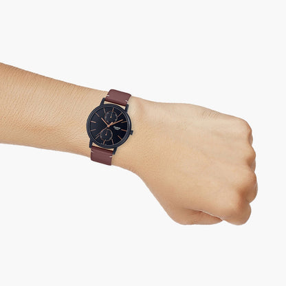 Casio Analog Black & Leather Men's Watch A2062