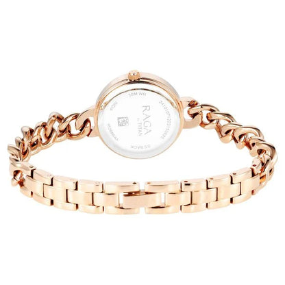 Raga Showstopper Quartz Analog Rose Gold Dial Metal Strap Watch for Women