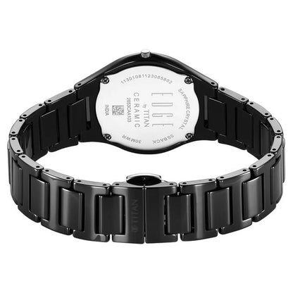 Edge Ceramic Slim Glossy Black Dial With Diamonds Analog Watch for Women