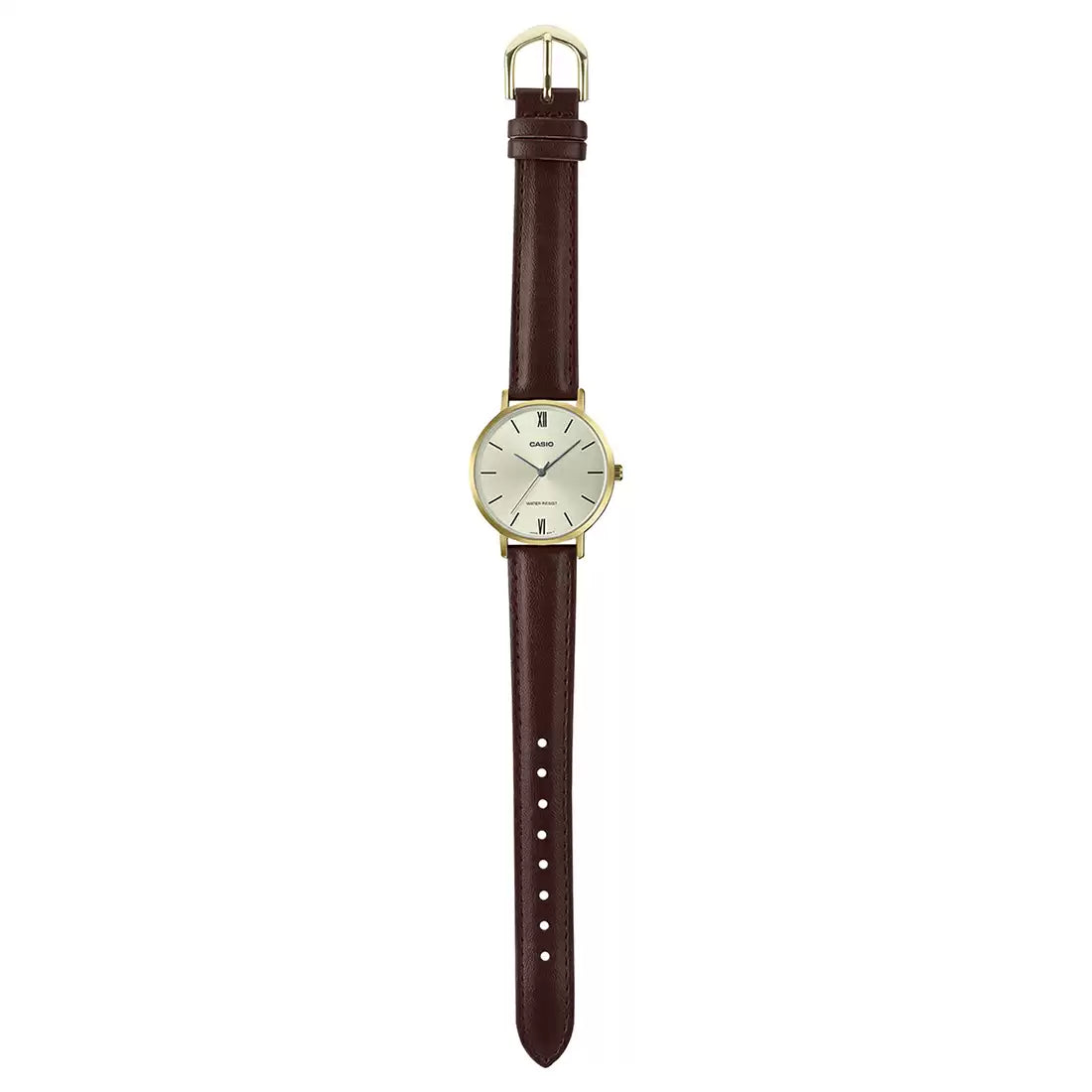 Casio Analog Silver & Leather Women's Watch A1787