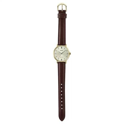 Casio Analog Silver & Leather Women's Watch A1787