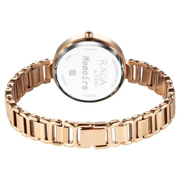 Raga Memoirs Quartz Analog Burgundy Dial With Rose Gold Color Metal Strap Watch For Women