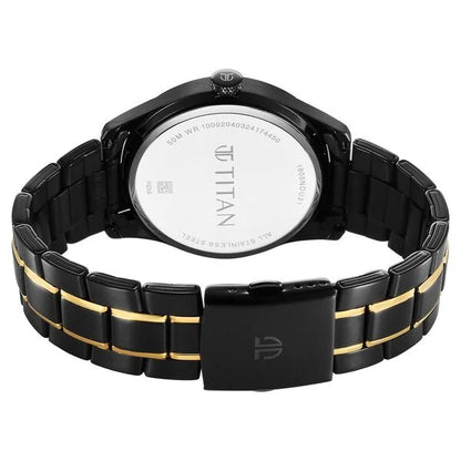 Regalia Opulent Quartz Analog with Day and Date Black Dial Two Toned Stainless Steel Strap Watch for Men