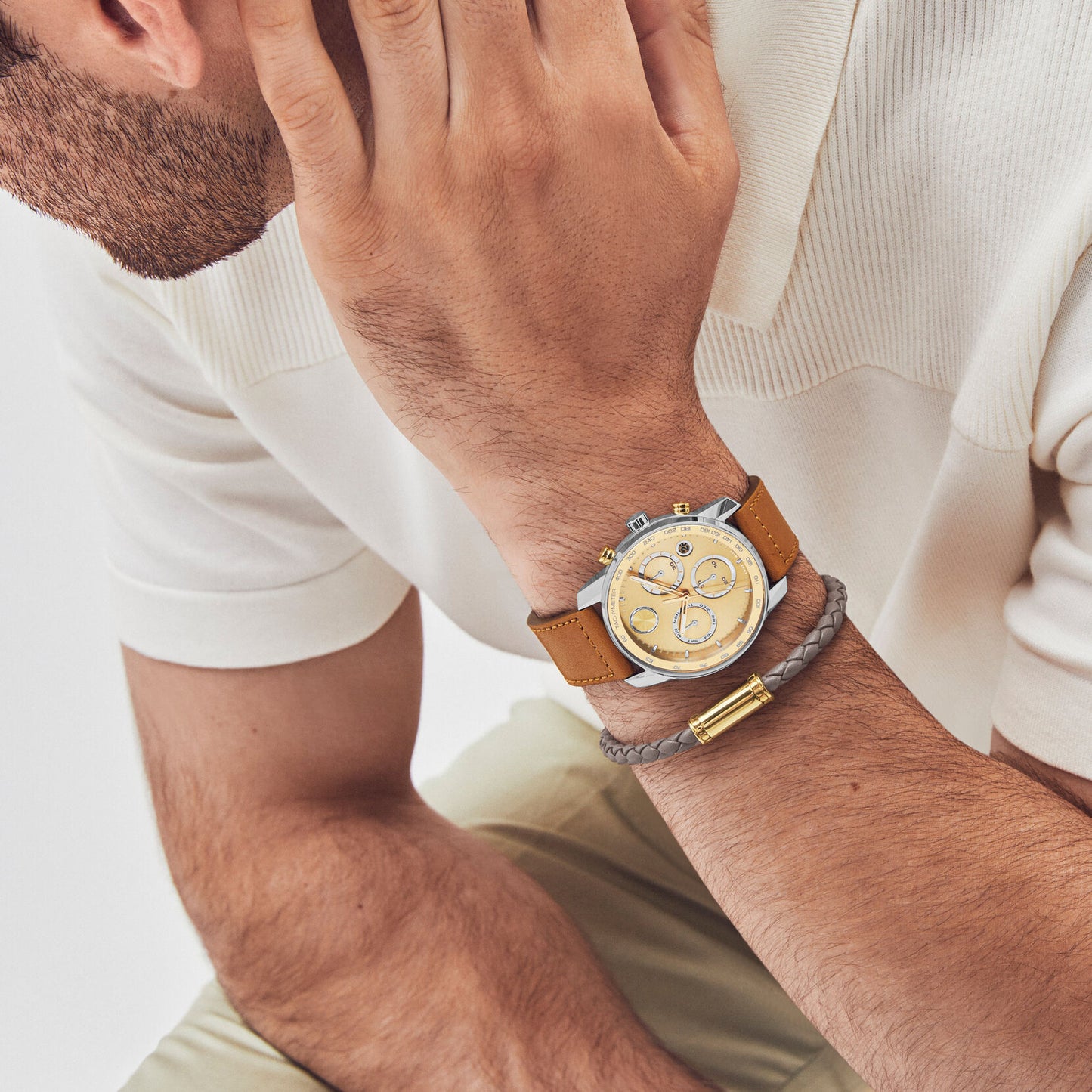 Movado Analog Gold & Leather Men's Watch 3600908