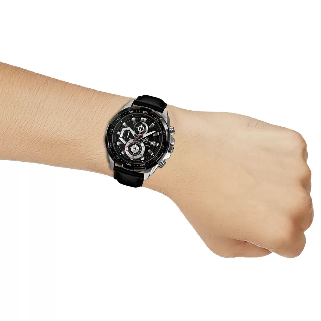 Casio Chronograph Black & Leather Men's Watch EX193