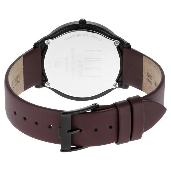 Edge Slim Leather Strap Black Dial Analog Watch for Men