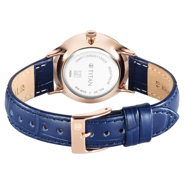 Bright Leathers Quartz Analog with Date Silver Dial Leather Strap for Women