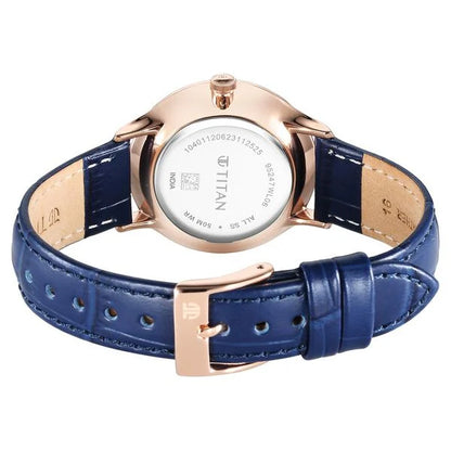 Bright Leathers Quartz Analog with Date Silver Dial Leather Strap for Women