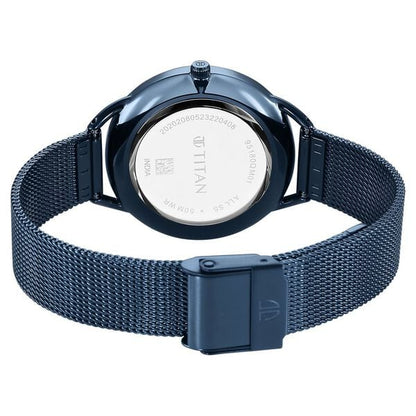 Slimline Quartz Analog Mother Of Pearl Dial Blue Stainless Steel Strap Watch for Women