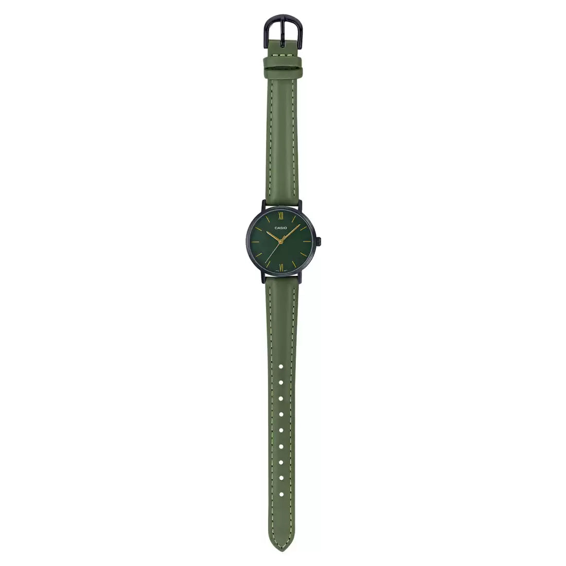 Green Leather Analog - Women's Watch