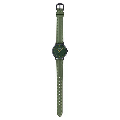 Green Leather Analog - Women's Watch