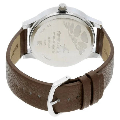 Fastrack Analog White & Leather Men' NS38051SL01