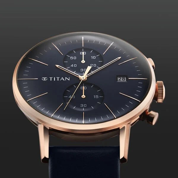 Infinity Display Blue Dial Chronograph Leather Strap watch for Men
