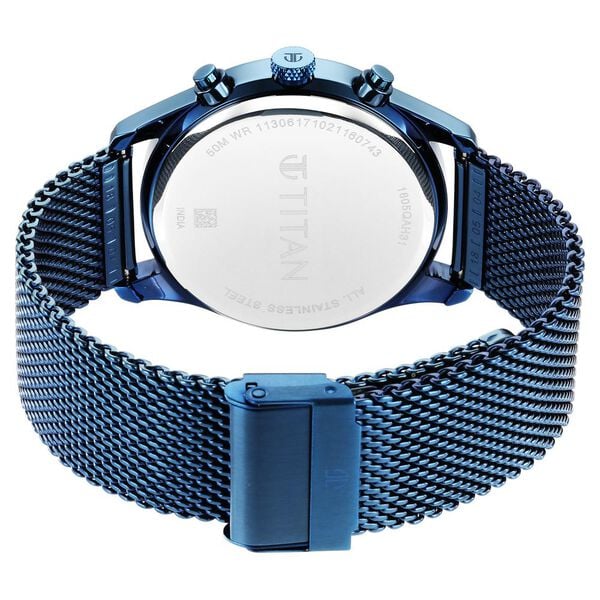 Men's Sartorial Neo Splash: Blue Dial Multifunction Watch with Mesh Strap