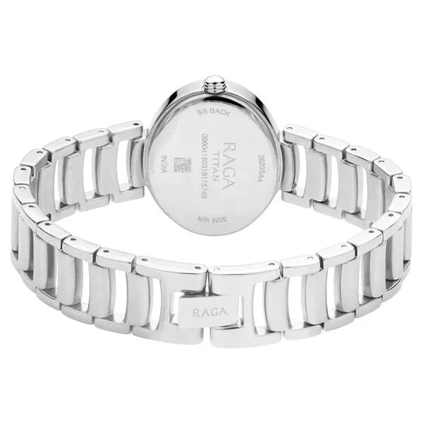 Raga Viva Silver Dial Analog with Day and Date Metal Strap Watch for Women