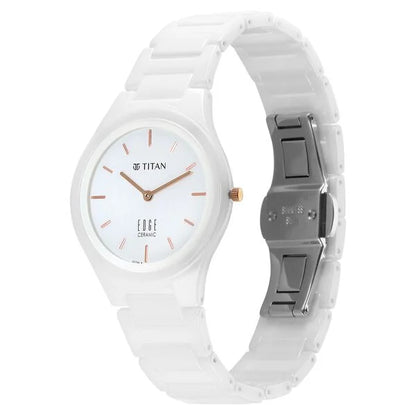 Edge Ceramic Slim Ceramic Strap Arctitc White Dial Analog Watch for Men