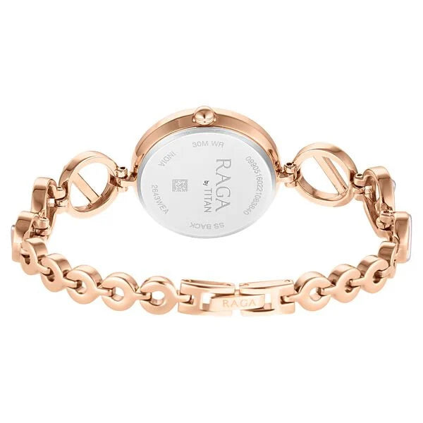 Raga Viva Rose Gold Dial Women Watch With Metal Strap NS2643KM01