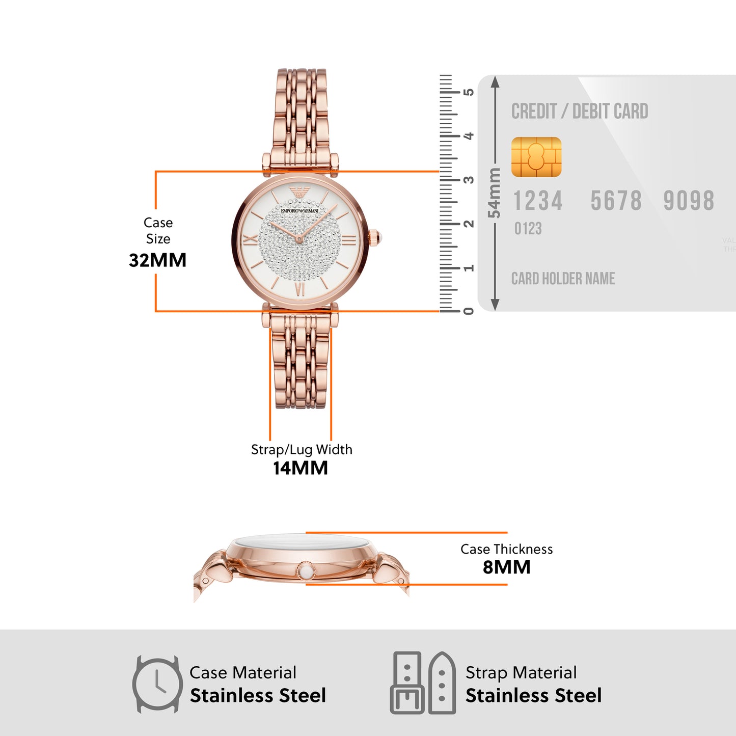 Emporio Armani Analog White & Stainless Steel Women's Watch AR11244