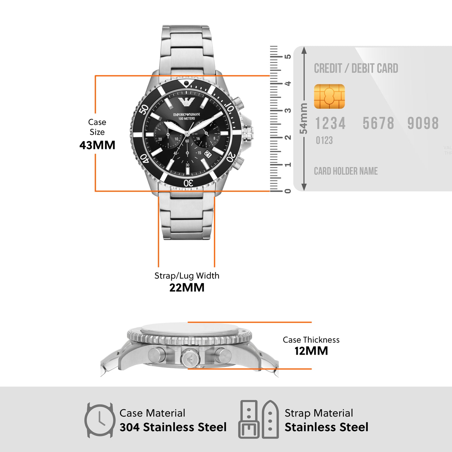 Emporio Armani Chronograph Black & Stainless Steel Men's Watch AR11360