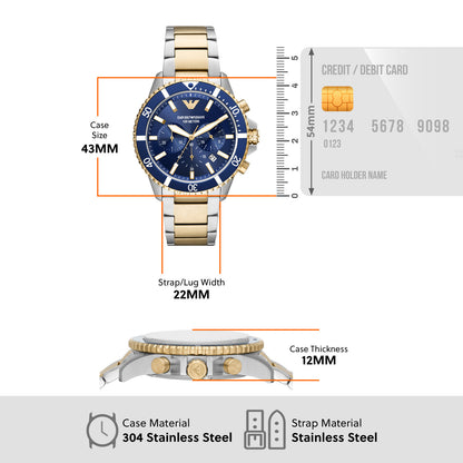 Emporio Armani Chronograph Blue & Stainless Steel Men's Watch AR11362