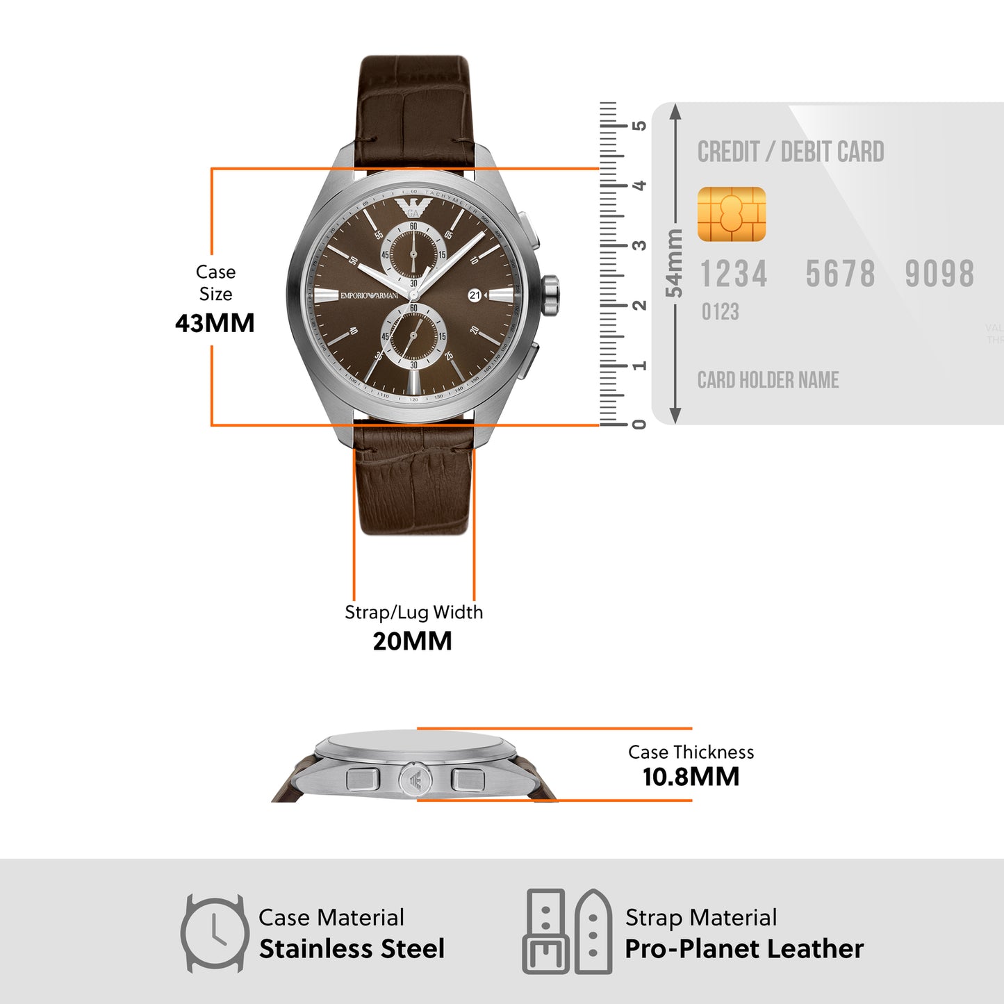 Emporio Armani Chronograph Brown & Leather Men's Watch AR11482