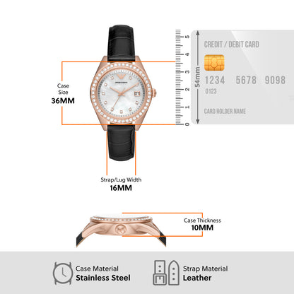 Emporio Armani Analog Mother Of Pearl & Leather Women's Watch AR11505